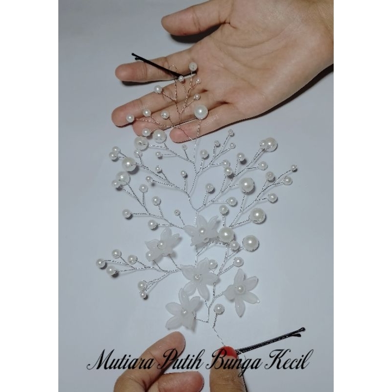 Headpiece Mutiara Bunga Kecil - Mahkota Murah - Aksesoris Hijab - Hiasan Wedding