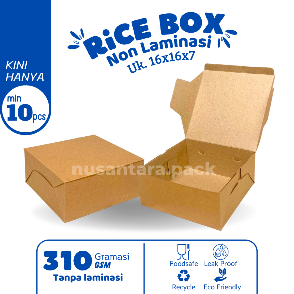 Kotak Roti Snack Kue Jajan Box Roti Makanan Dos Kemasan Dus Coklat Kraft 16x16x7.5