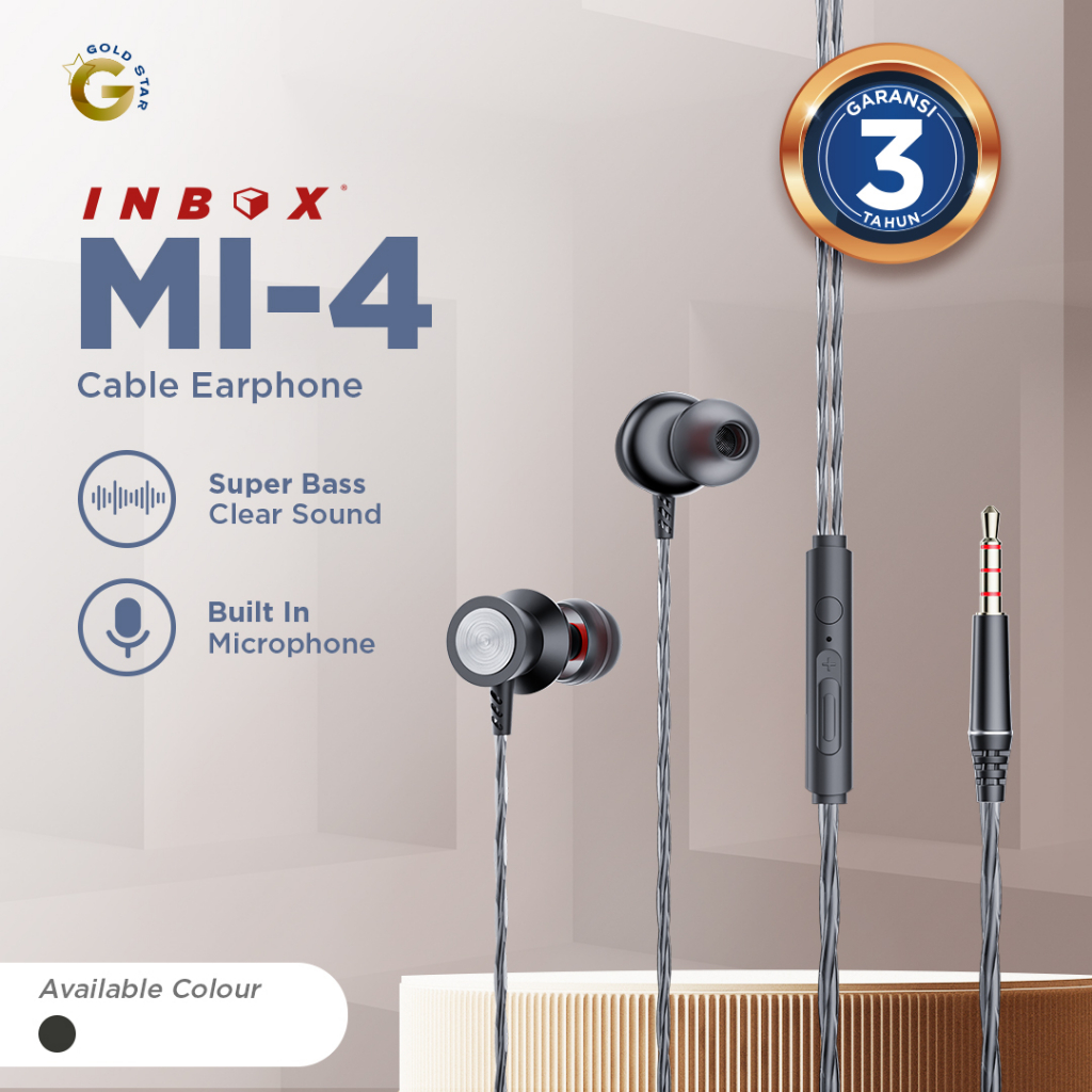 Inbox MI-4 Headset Earphone Jack 3.5mm Stereo Bass with Mic and Volume Control