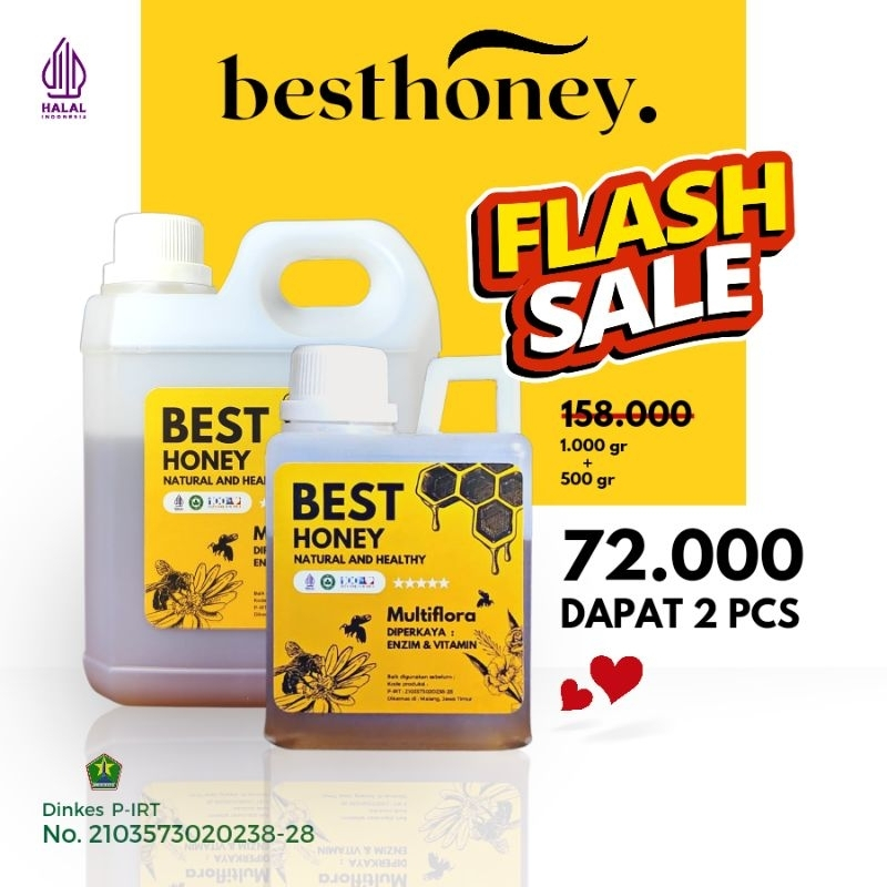 

Best Honey - Madu Asli Paket Hemat - Madu Multiflora Original - 1 KG dan 500 GR