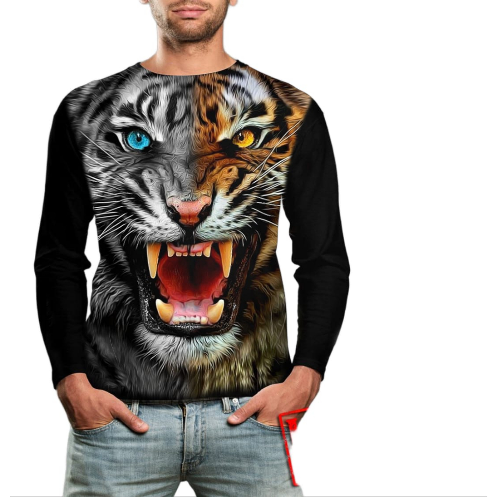 Kaos lengan panjang macan fullprint