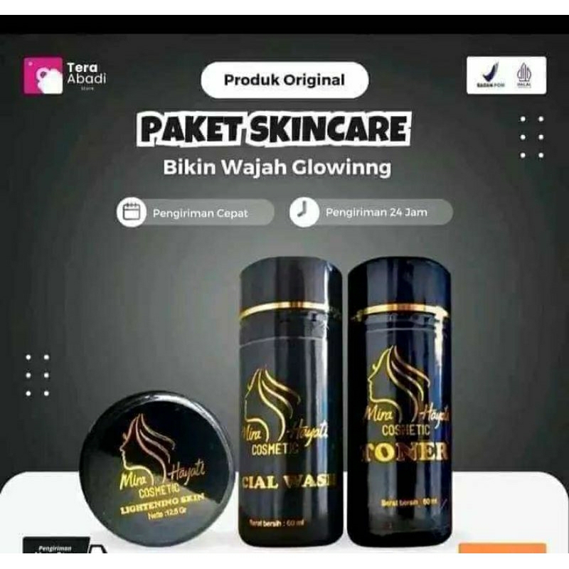 MIRA HAYATI COSMETICS MH miracle 1 paket isi toner, facial wash,cream lightening all in one