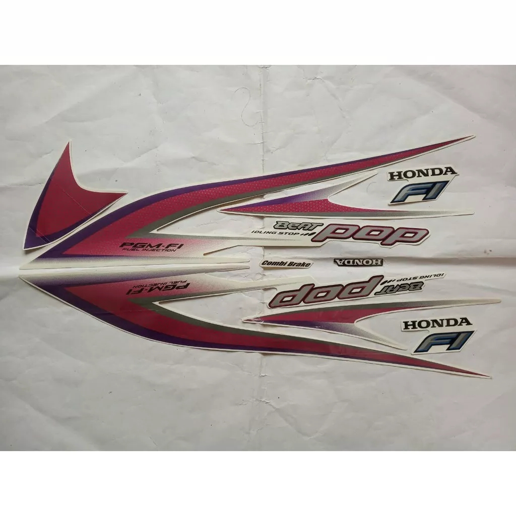 stiker striping honda beat pop iss 2014 2015 putih lis body original