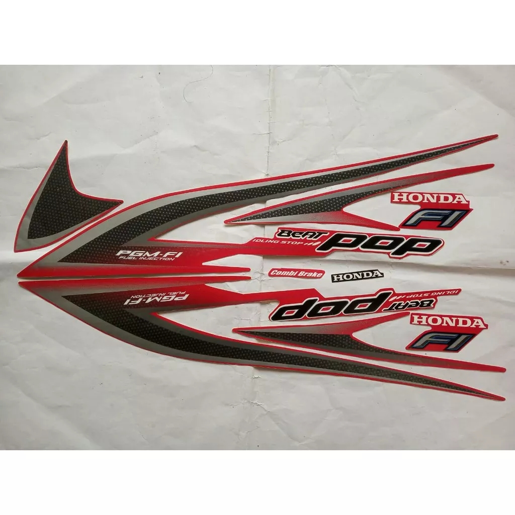 stiker striping honda beat pop iss 2014 2015 merah lis body original
