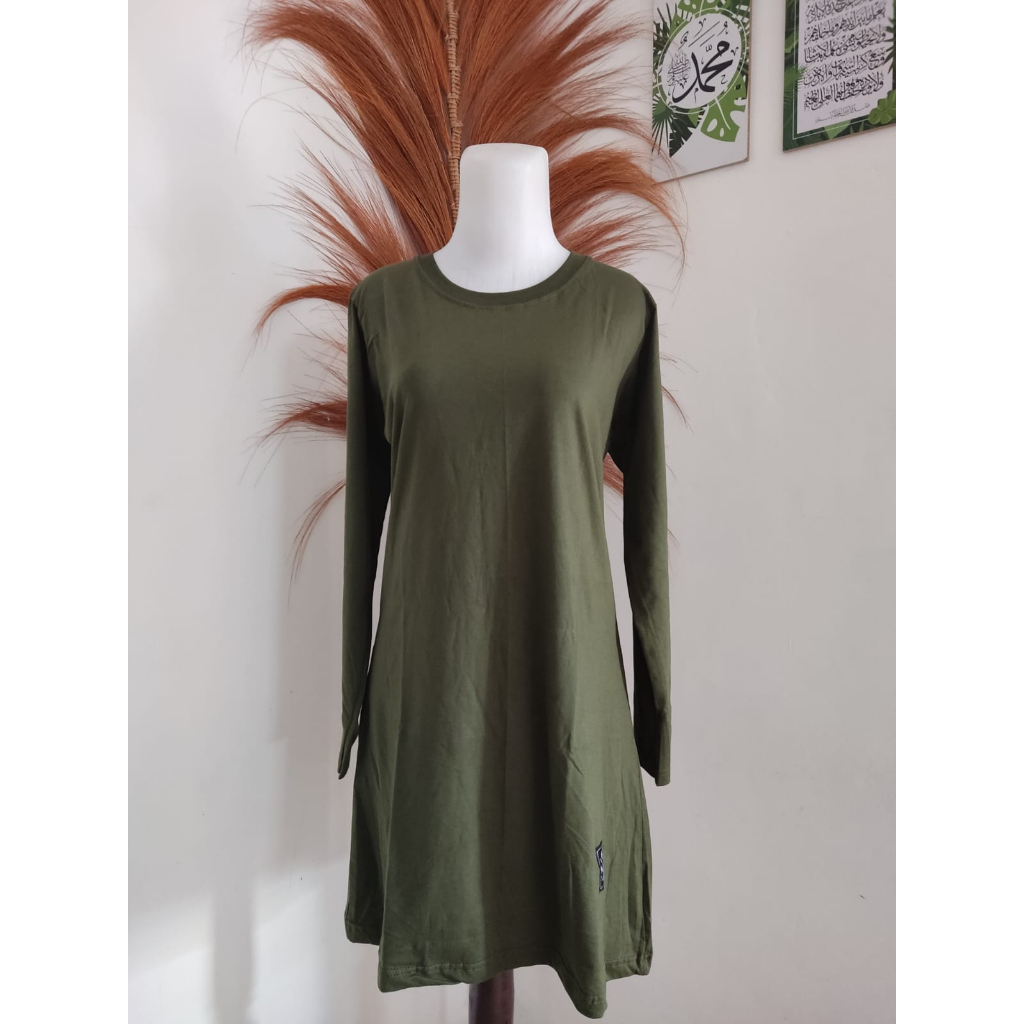 Kaos Polos Tunik Hijau Army S - 4XL LD 120 JUMBO bahan katun cocok untuk sehari hari menyerap kering