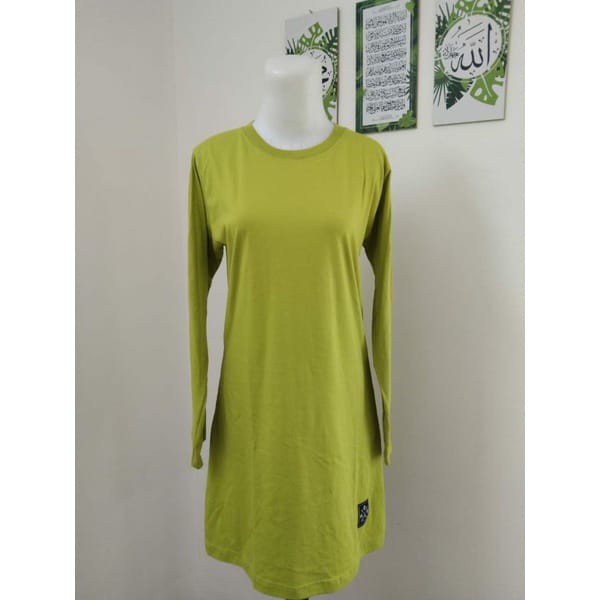 Kaos Polos Tunik Hijau Pupus S - 4XL LD 120 JUMBO bahan katun cocok untuk sehari hari menyerap kerin