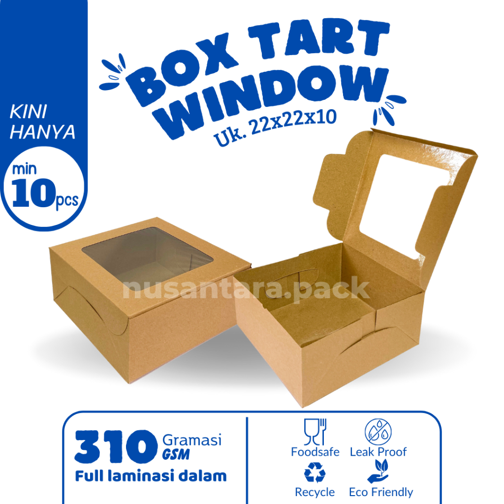 Box Cupcake Kue Roti Dus Cake Kraft Coklat Window Kotak Tart 22x22x10