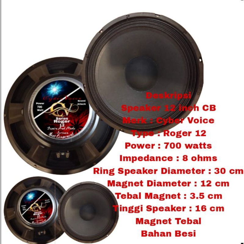 Speaker Component Cyber Voice Roger 12 Inch 700 watt CB original