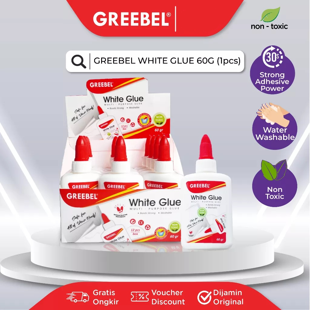 

White Glue / Lem Putih GREEBEL 60 gr Lem Serbaguna untuk Kerajinan DIY