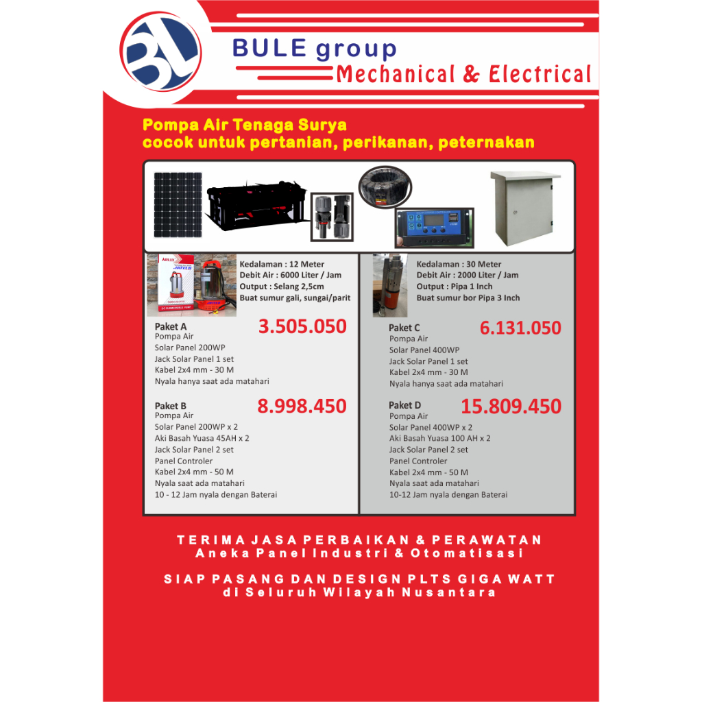 Pompa air solar panel surya PLTS
