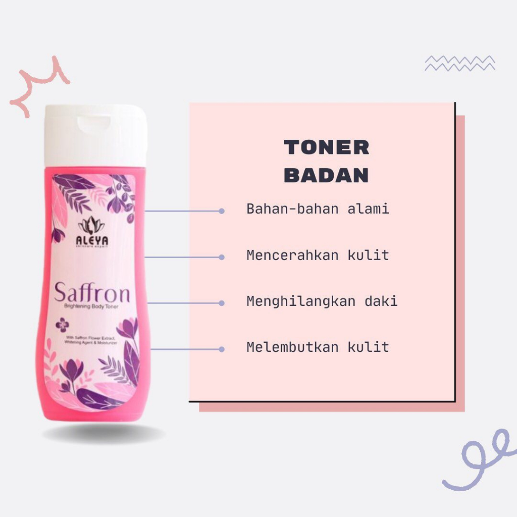Toner Whitening Badan Aleya Skincare Toner Pemutih Badan Saffron Original Toner - BPOM NA