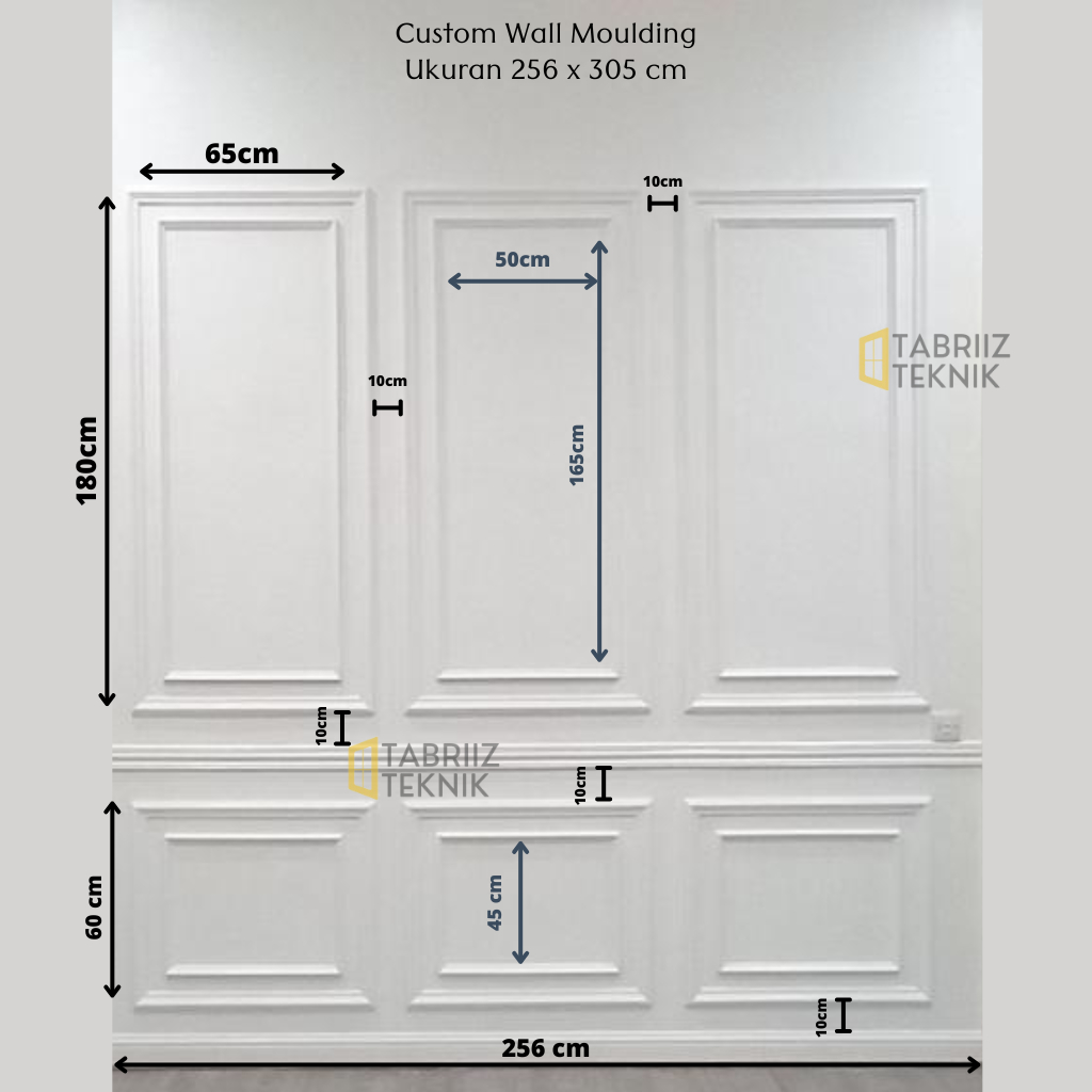 Custom Dekorasi Kayu Dinding Ukuran 256 x 305 cm Wall Moulding List Profil Rumah Mewah Langsung Pasa