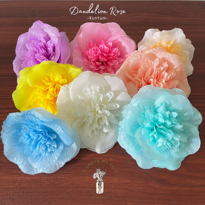 COD - Kuntum Bunga Dandelion Rose Import Plastik / Bunga Mawar Rose Pompom Artificial / Artificial I