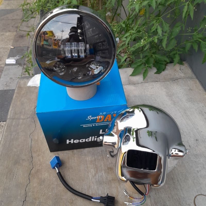 lampu depan ninja ss bulat chrome Lampu Ninja SS s r set daymaker daymaker ninja ss 7inc lampu ninja