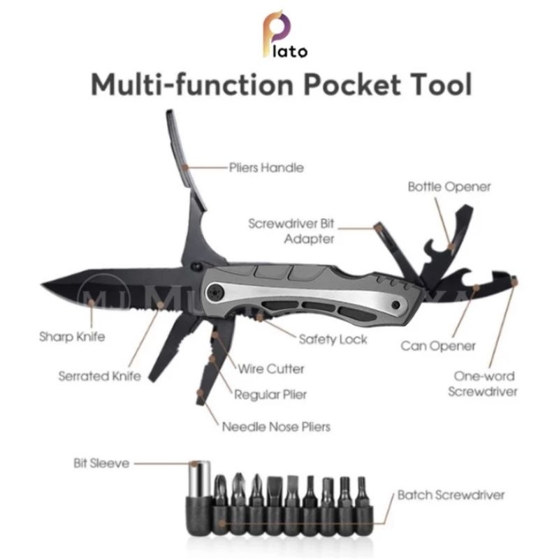 *BEKAS LAYAK PAKAI* Pisau Lipat Survival EDC Bushcraft Multifungsi Plato Original