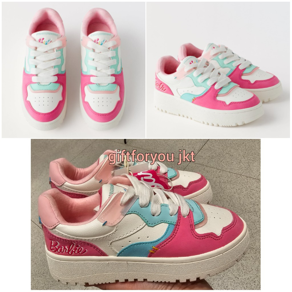 Sepatu Anak Zara Kids X Barbie Mattel Sneakers Anak Perempuan Pink Sneakers Kid Girl Shoes Tali Fash