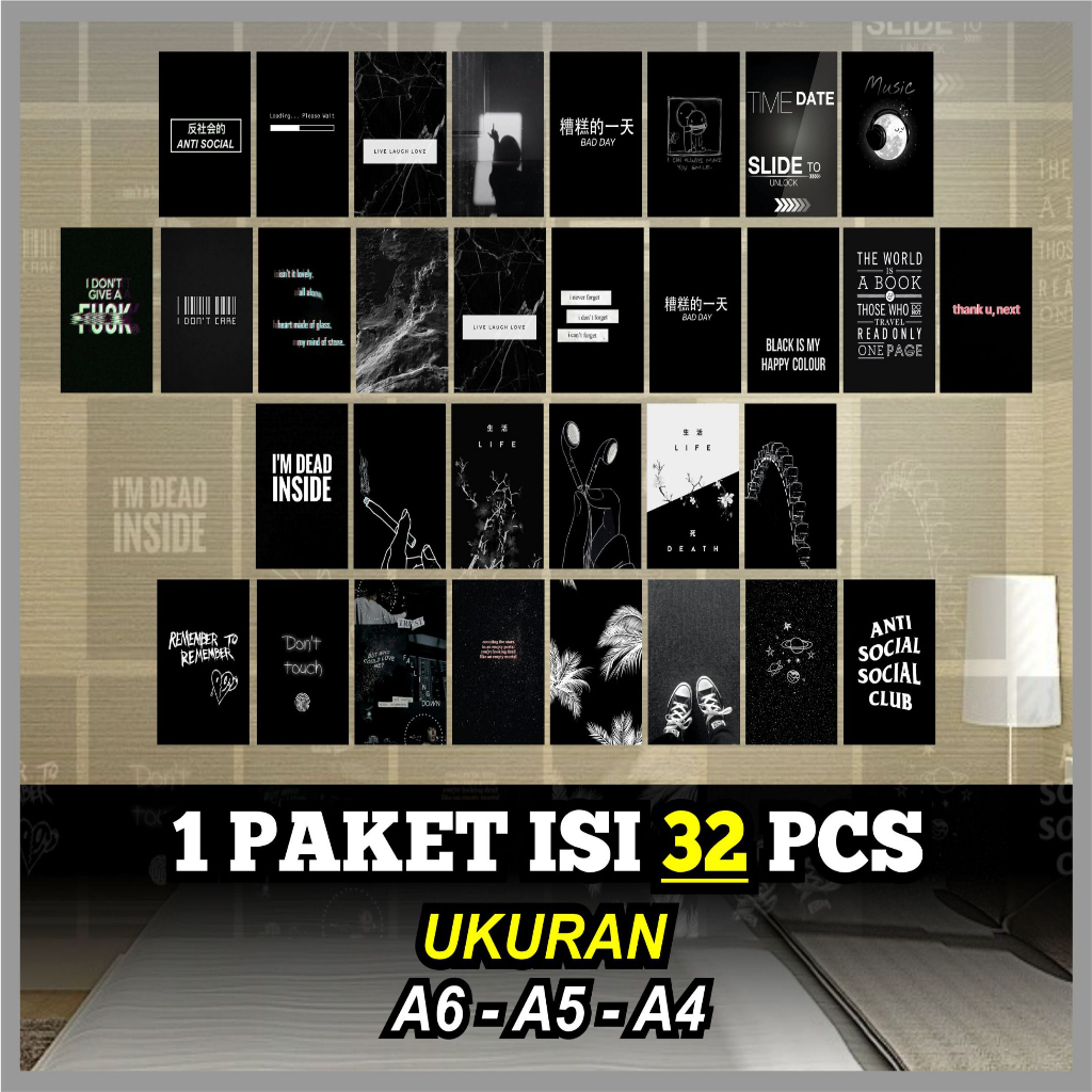 1 paket isi 32 pcs, Poster aesthetic Wallpaper Poster Dinding Aesthetic - Dekorasi Kamar Tidur