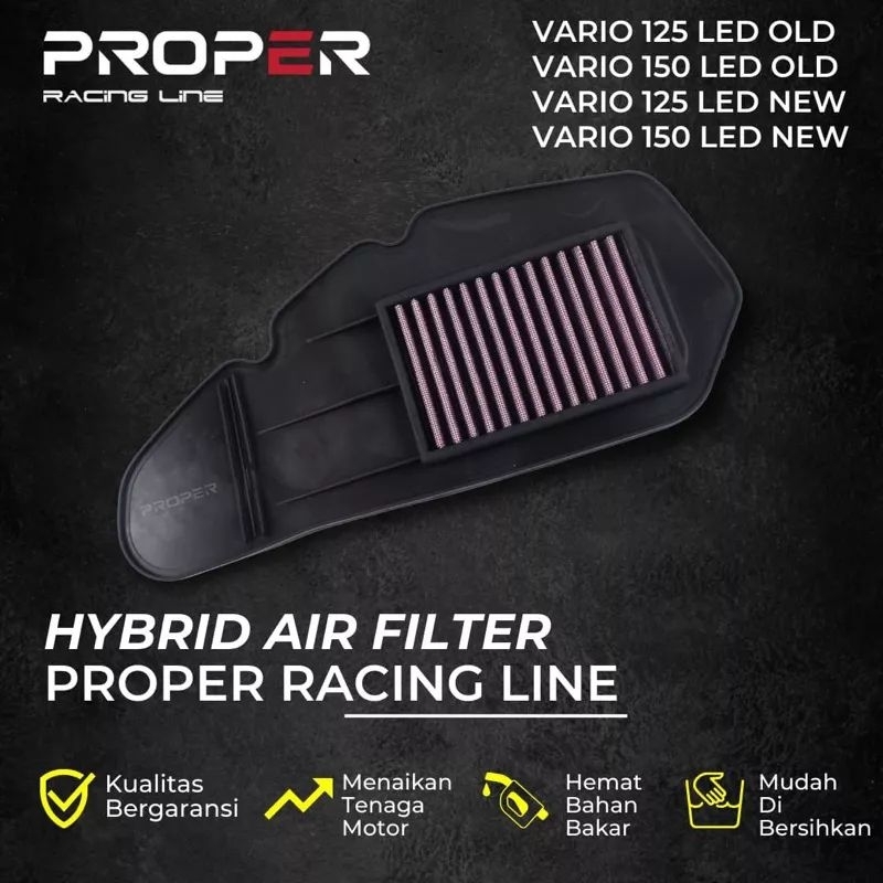 FILTER UDARA PROPER RACING LINE VARIO 125 OLD VARIO 150  OLD VARIO 125 NEW VARIO 150 NEW  HYBRID AIR