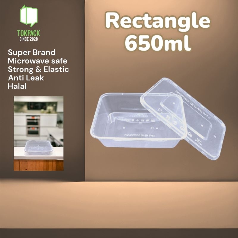 THINWALL KOTAK 650ML KOTAK MAKAN PLASTIK PERSEGI THINWALL RECTANGLE