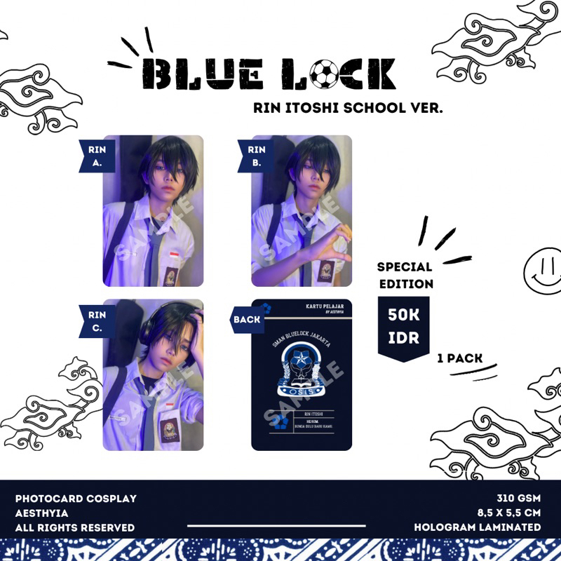 (READY) : 1 Pack Photocard Cosplay Rin Itoshi HighSchool ver. by aesthyia