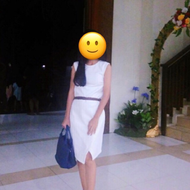 Midi Dress Dress Tanpa Lengan Dress Putih Gaun Putih White Dress