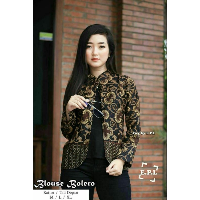 BAJU BATIK WANITA ATASAN BLOUSE BOLERO MODEL ROMPI BLAZER SLIM FIT LENGAN PANJANG BLUS CANTIK MODERN