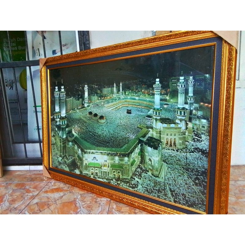 Hiasan dinding mekah jumbo ada lampunya
