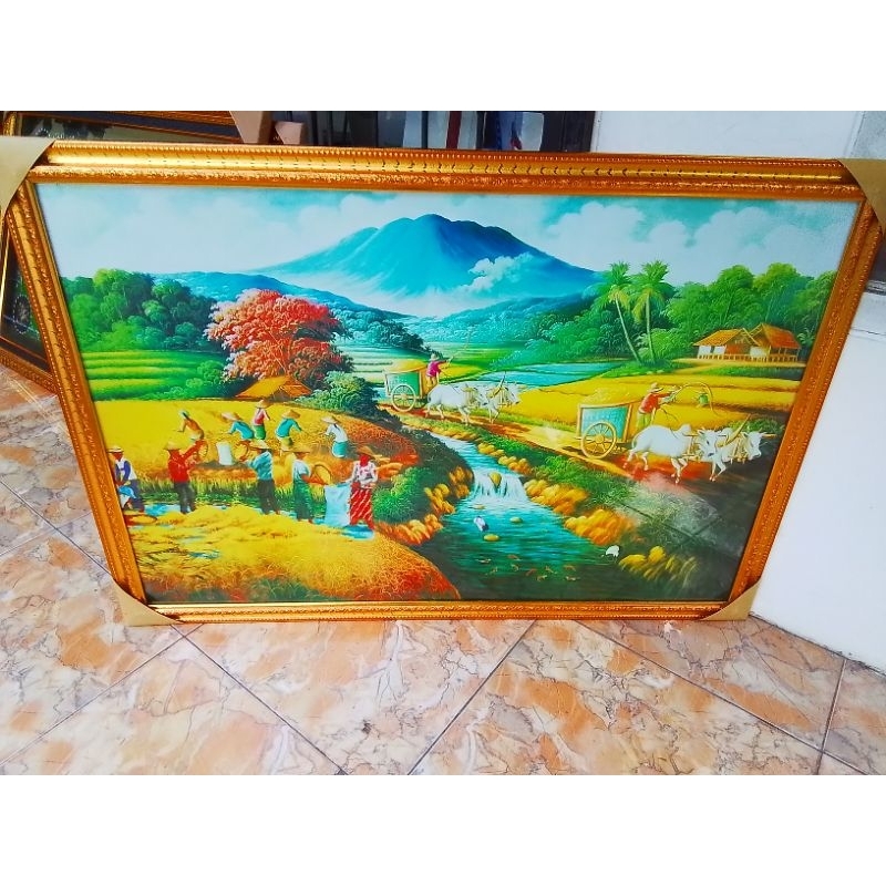 Hiadan dinding pemandangan sawah pegunungan