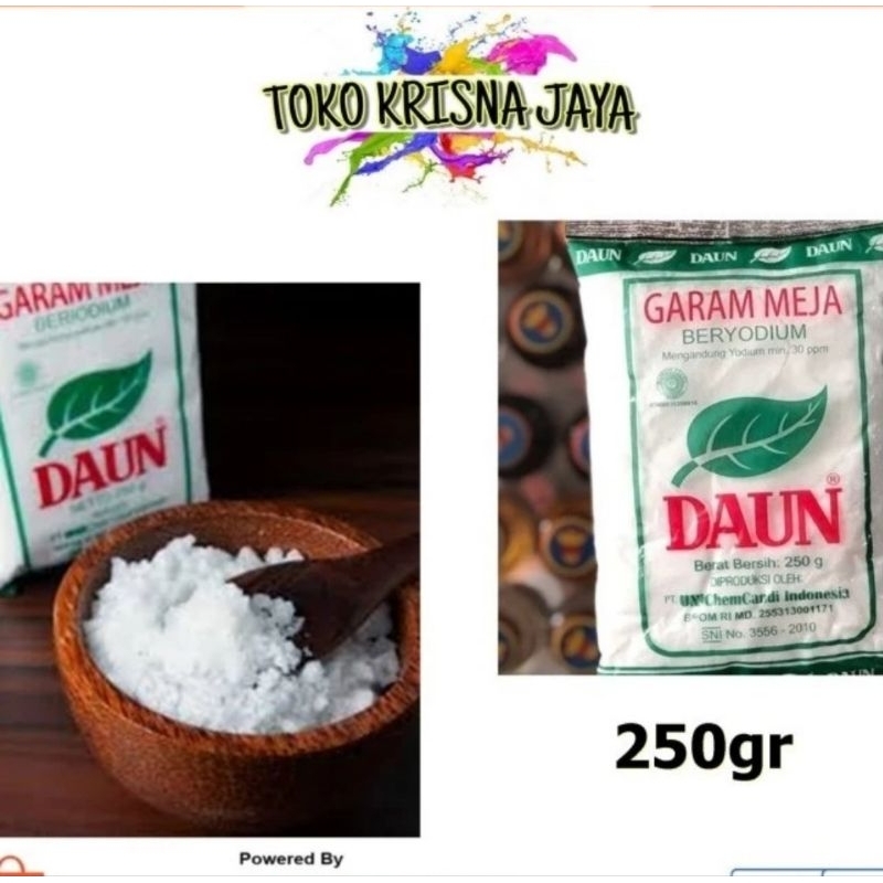 

GARAM MEJA BERYODIUM DAUN NETTO 250 GR