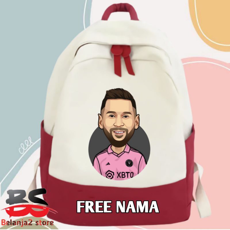 TAS RANSEL ANAK MOTIF GAMBAR MESSI INTER MIAMI TERBARU TAS SKOLAH ANAK FREE NAMA