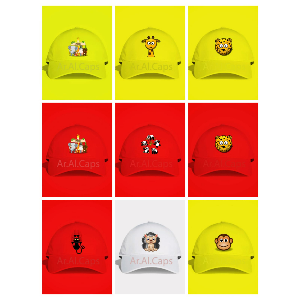 Topi anak baseball karakter binatang-binatang sablon topi anak