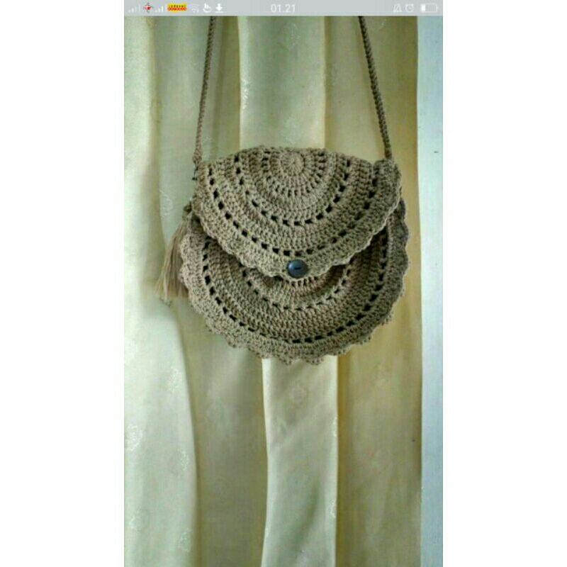 tas rajut bulat tas wanita rajut tas rajut selempang Sling bag rajut tas pesta
