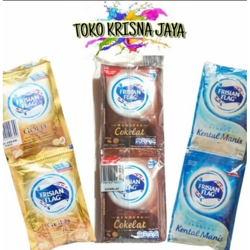 

SUSU FRISIAN FLAG PUTIH | COKELAT | GOLD SACHET 40 GR 1 RENCENG ISI 6 BUNGKUS