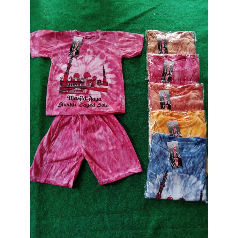 Setelan Kaos Anak Batik Abstrak Masjid Solo Klasik Kekinian Murah Premium Viral