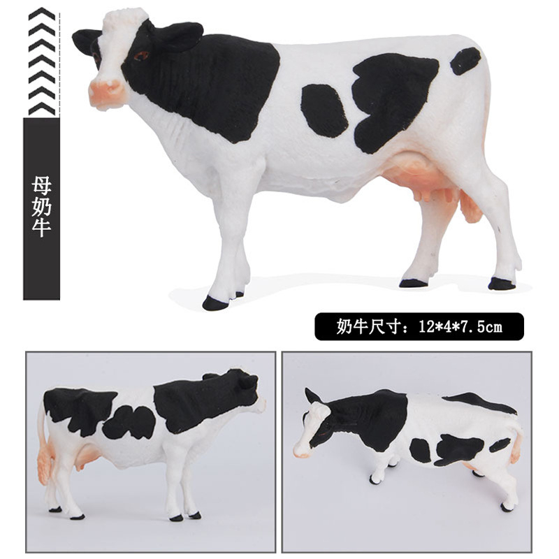 Hewan Sapi betina susu perah belang Figure PVC Miniatur detail 12cm