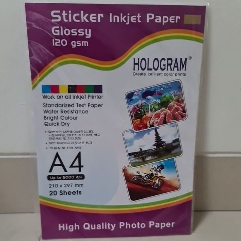 

Sticker Inkjet Paper Glossy A4