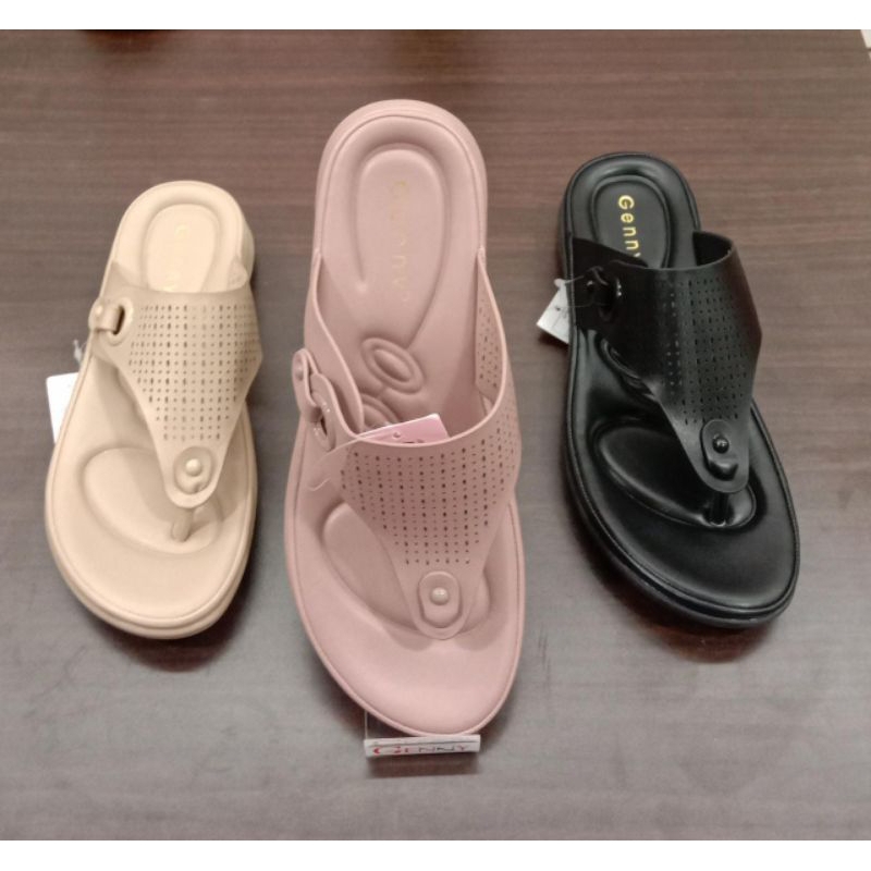 SANDAL FLAT WANITA BRAND GENNY RINGAN, EMPUK KECE KEKINIAN || SANDAL FLAT TALI JEPIT || SANDAL FLAT 