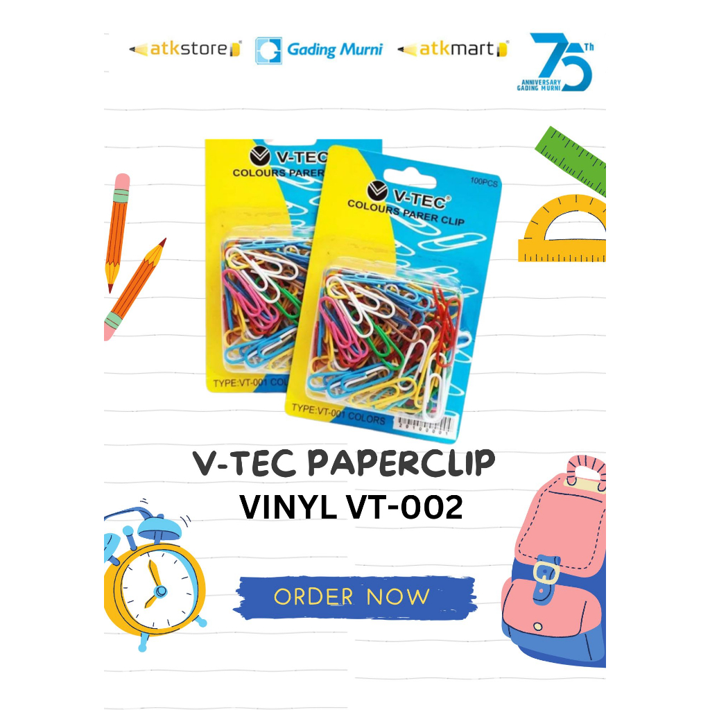 

V-Tec Paper Clip / Klip Penjepit Kertas Warna VT-002 - V tec paper clip vinyl klip kertas warna