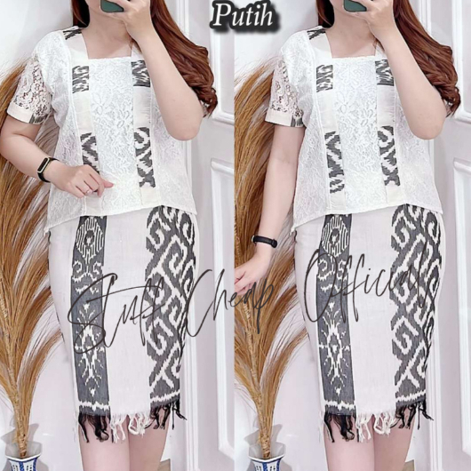 Set Rok Tenun Boutique Atasan Brukat Bawahan Tenun Jepara Glamour Butik