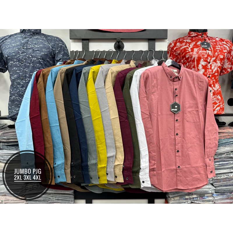Kemeja pria polos panjang jumbo premium original aboki 2XL 3XL 4XL