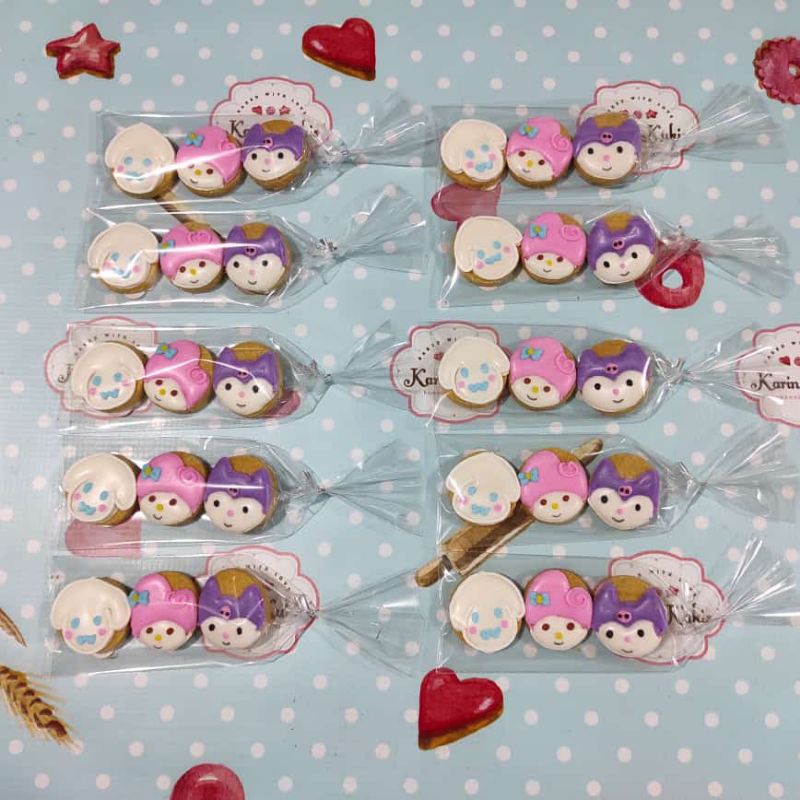 

Kukis hias, hampers/souvenir kukis isi 3 tema Sanrio (minimal 10 pack)