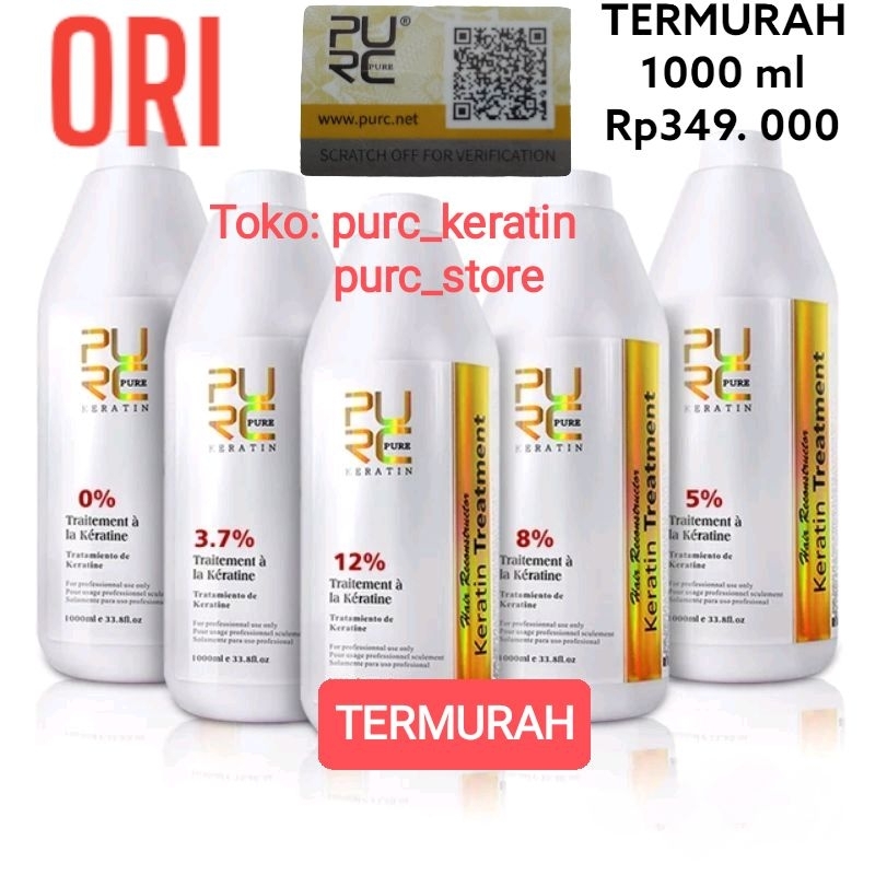 PURC 1000ml Keratin Brazilian Smoothing Treatment pure ORIGINAL GARANSI UANG KEMBALI