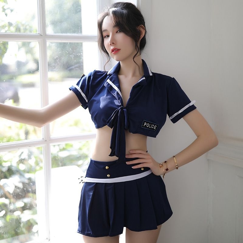 Set Lingerie Sexy Rok Model Cosplay Sexy Police Stelan Cosplay Polisi Wanita Jepang