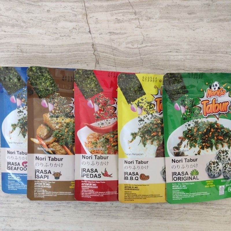 

[ NORI TABUR ] AO nori tabur rumput laut panggang 60 gr / spicy nori seaweed furikake / abon nori original furikake / roasted seaweed dry wakame