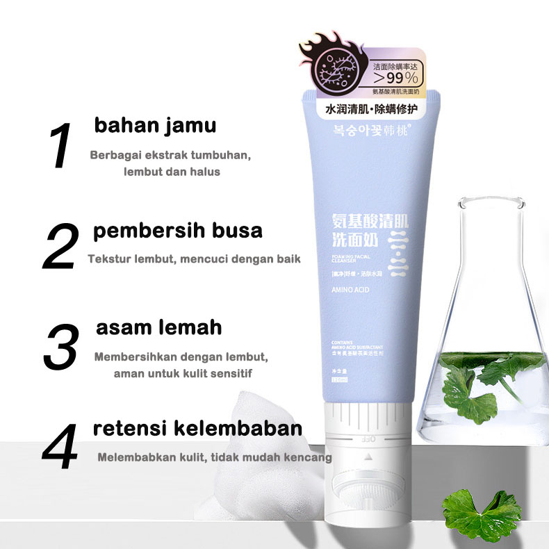 sHopYi- Pembersih wajah asam amino untuk wanita dan pria khusus pembersih dalam pori minyak kontrol
