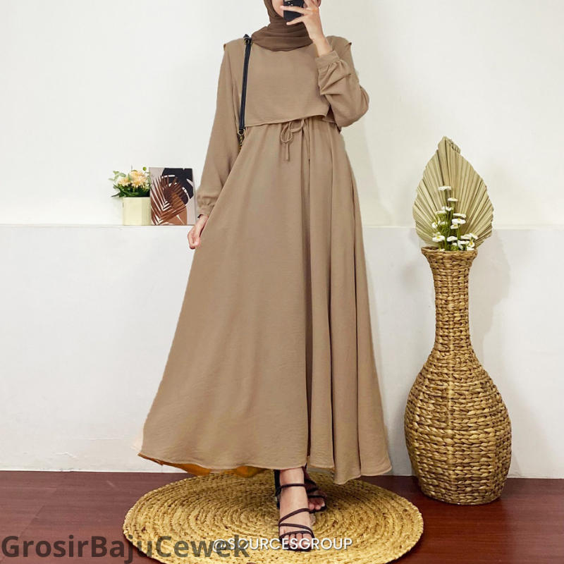 GBC Model Gamis Terbaru 2023 Putih Hitam Polos Simpel Modern Remaja Dress Eticha Wanita Muslim Pesta