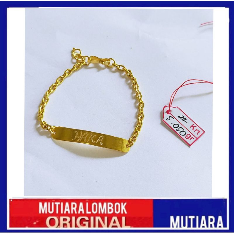 perhiasan gelang emas 22 karat gold kadar 91.6% pashion wanita model cantik bisa recues nama sendiri