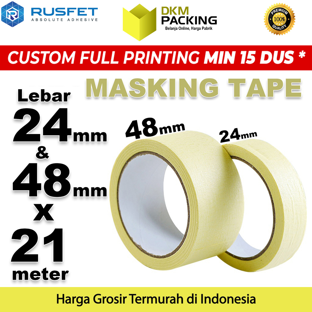 Lakban Kertas Masking Tape Isolasi Kertas RUSFET TERMURAH /SATUAN