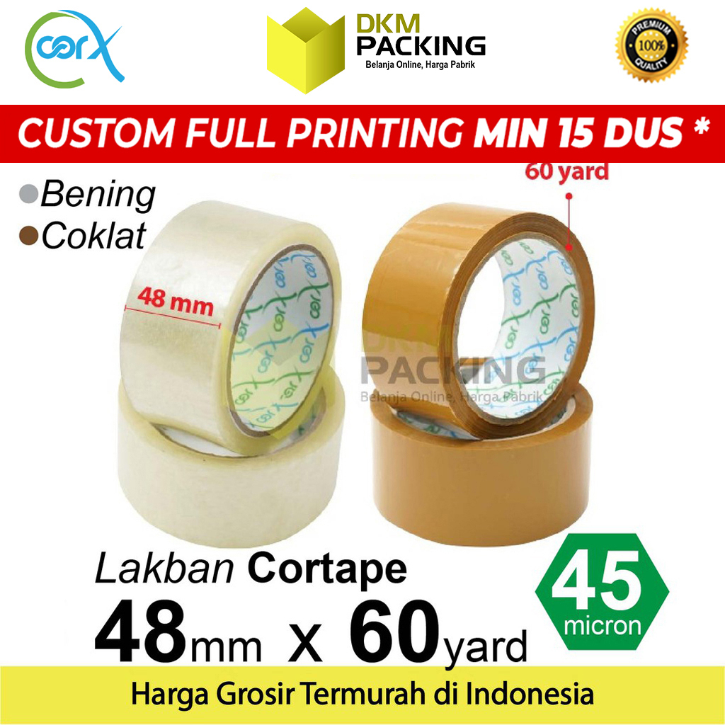 

Lakban 45mm x 60yard CORX Plakban Isolasi OPP TAPE TERMURAH /SATUAN