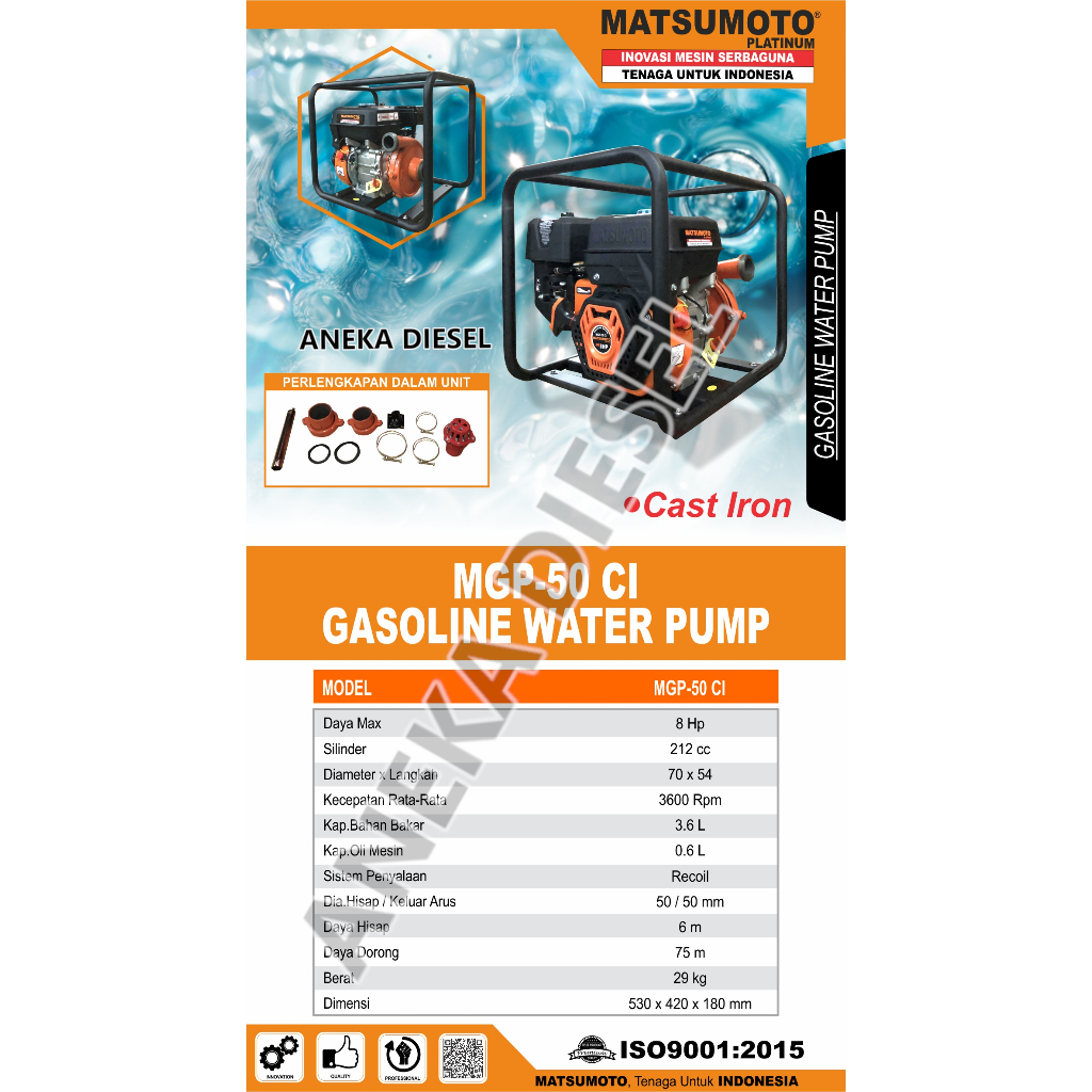 Mesin Pompa Air Bensin MATSUMOTO MGP 50CI Gasoline Water Pump MGP 50CI MATSUMOTO Mesin Pompa Air